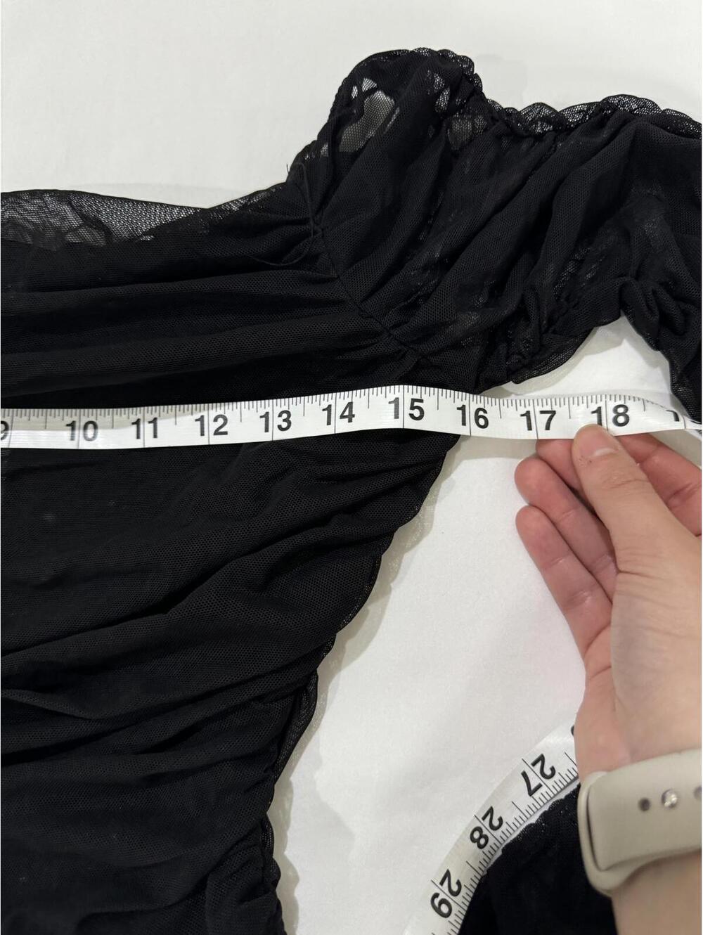 NWT Princess Polly Hartford Black Off the Shoulder Sheer Ruched Crop Top- Size 6 - Picture 8 of 9